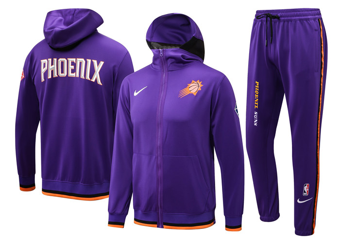 Men's Phoenix Suns 75th Anniversary Purple Performance Showtime Full-Zip Hoodie Jacket And Pants Suit - Click Image to Close